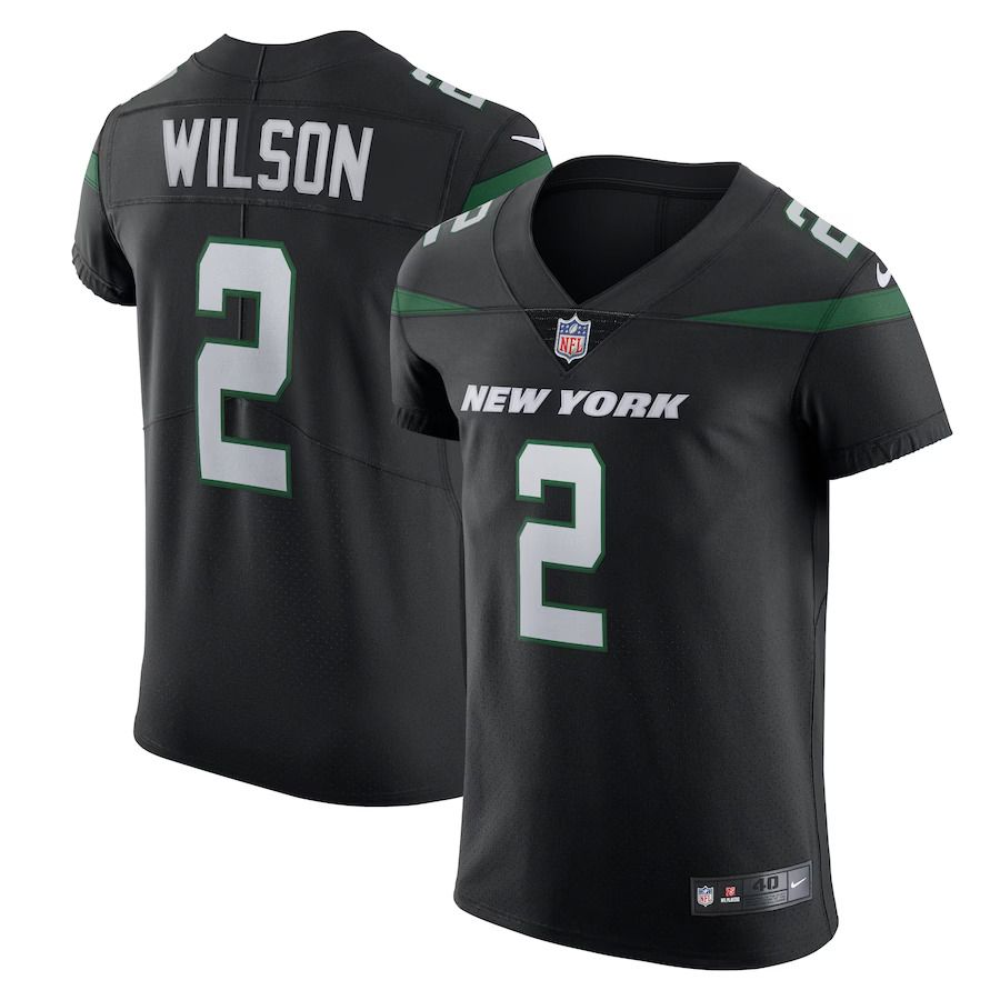 Men New York Jets 2 Zach Wilson Nike Stealth Black Vapor Elite NFL Jersey